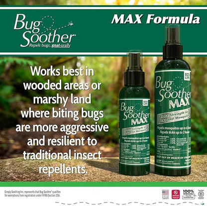 Bug Soother Max - Extra Strength Natural Gnat, Tick, and Mosquito Repellent, 4 fl oz Bug Spray Deterrent - DEET-Free - Safe for Adults &amp; The Environment - Made in USA