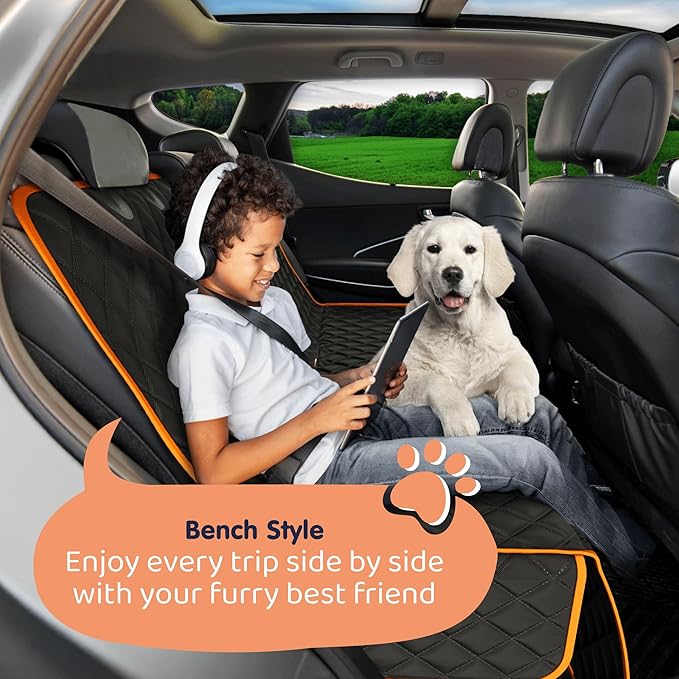 XL Dog Car Seat Cover for Back Seat, Waterproof Hammock for Car, SUV &amp; Truck, Non-Slip Backseat Cover for Dogs, Heavy-Duty Dog Hammock Style Seat Protector Pets, Easy to Install &amp; Clean