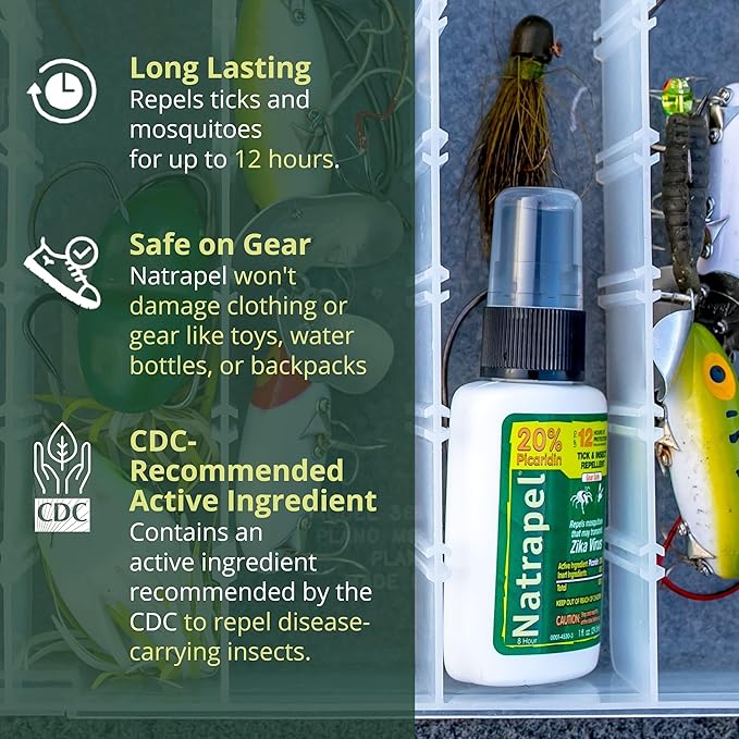 Natrapel Tick &amp; Insect Repellent - Bug Spray with 20% Picaridin - Family Protection Against Mosquitoes, Ticks &amp; More - Up to 12 Hours of Protection - 1 oz (4 Pack)