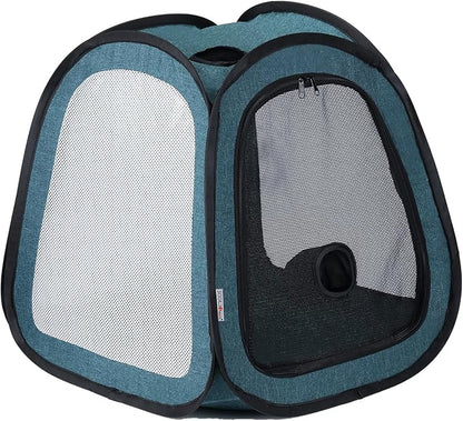 PetDogCatDrying Box Waterproof Anti-Hair Flying Portable Cat Cage Kennel Portable Foldable Cat Drying Room Pet Dry Room Pet HairDryerClean Grooming House Dryer Cage for Cats/Dogs (Trapezoid Blue)