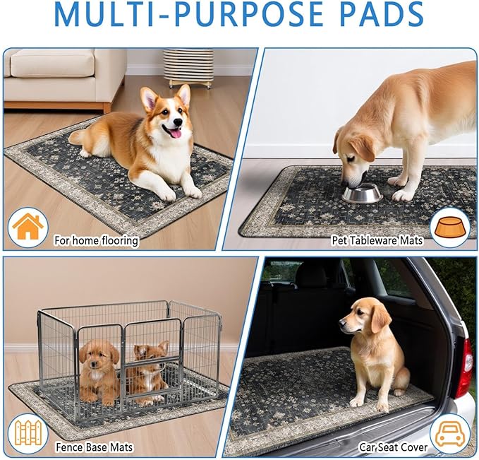 Washable Pee Pads for Dogs 2 Pack, Absorbent Reusable Puppy Pads Waterproof, Leakproof &amp; Non-Slip Whelping Pad, Potty Training Pads for Dogs Playpen Mat 24x36