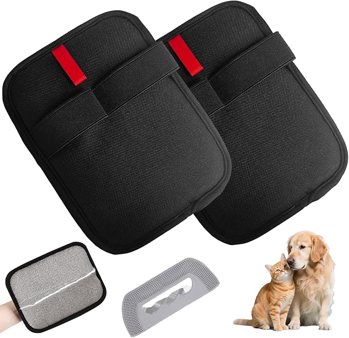 Pet Hair Removal Glove, 2 Pcs New Upgrade Electrostatic Gloves Pet Hair, Remover Grooming Glove for Cat &amp; Dog Hair Remover for Couch, Furniture, Curtain