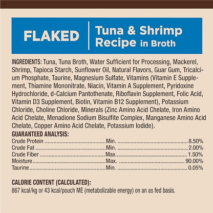 Wellness CORE Tiny Tasters Minced Adult Wet Cat Food, Natural, Protein-Rich, Grain Free, 1.75-Ounce Pouch, 12 Pack, (Tuna &amp; Shrimp)