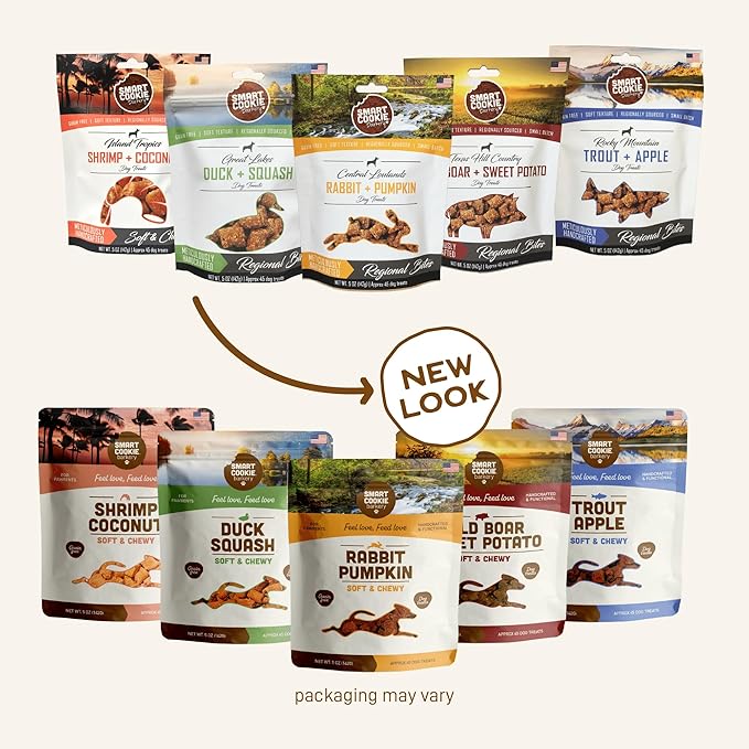 Smart Cookie All Natural Soft Dog Treats - 5 Flavor Variety Pack (5oz Each) - Healthy Dog Treats for Dogs &amp; Puppies with Allergies, Sensitive Stomachs - Chewy, Grain Free, Made in USA