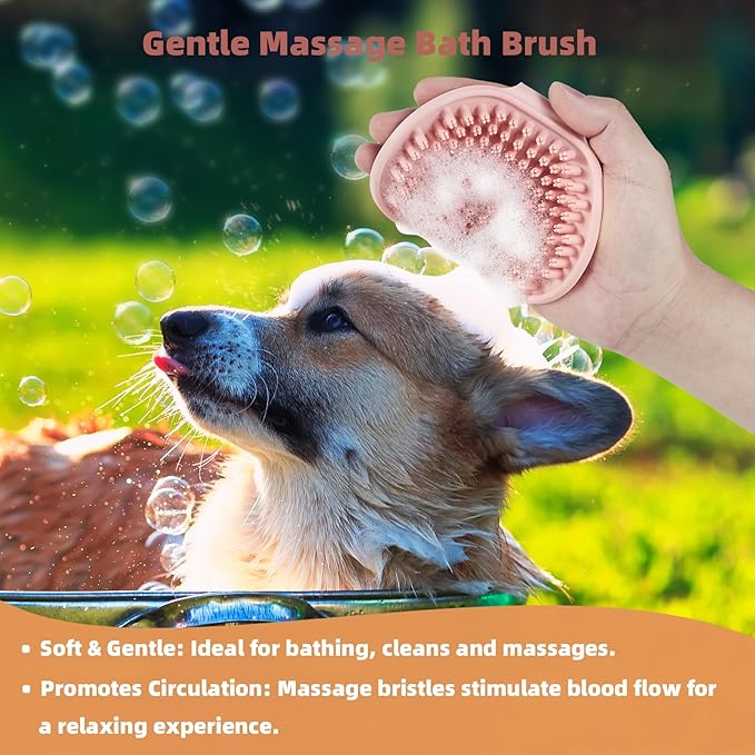 3PCS Cat &amp; Dog Brush Set: Slicker &amp; Deshedding Brush, Dematting Comb, and Bath Brush – Premium Grooming Tools for Shedding &amp; Tangle-Free Fur (pink)