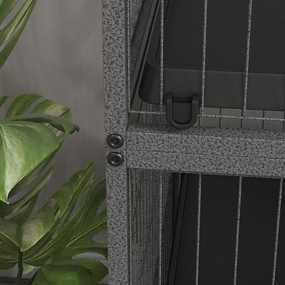 PawHut 50" 5-Tier Small Animal Cage, Ferret Cage, Large Chinchilla Cage with Hammock Accessory &amp; Heavy-Duty Steel Wire, Small Animal Habitat with 4 Doors, Removable Tray, Gray