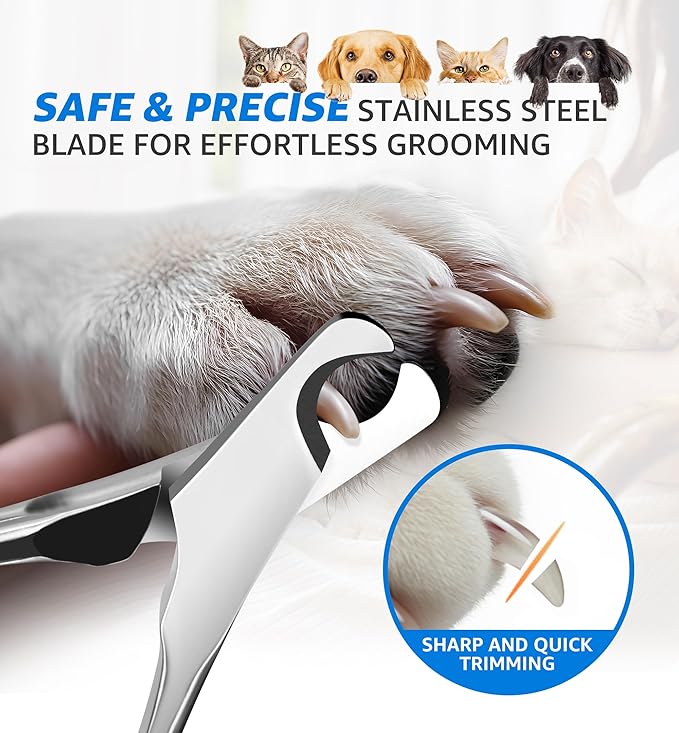 Pet Nail Clippers for Large Dogs, Wide-Opening Dog Nail Trimmer with All-Steel Material Sharp Durable Blades Built-in Spring, Professional Grooming Tool with Free Nail File for All Dogs &amp; Cats