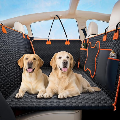 Hard Bottom Dog Car Seat Cover for Back Seat – Waterproof Nonslip Hammock Extender for Trucks &amp; SUVs, Heavy Duty Pet Protector, Black Oxford Fabric