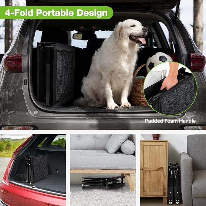 Dog Ramp for Car，63" x 17" Wide Folding Pet Ramp Dog Ramps for Medium &amp; Large Dogs with Non-Slip Rug Surface ，Portable Dog Car Ramp for SUV Car &amp; Truck, Outdoor Dog Ramp Up to 250 LBS