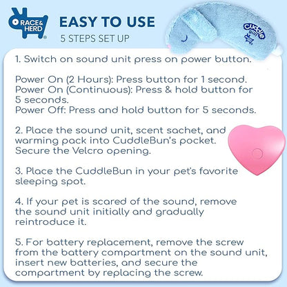 Race&amp;Herd CuddleBun Heartbeat Puppy Toy Sleep Aid - Heartbeat Dog Toy, Dog Heartbeat Toy for Puppy Must Haves for Separation Pet Anxiety Relief Puppy Calming Aid, Dog Toys Behavioral Training