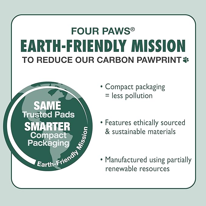 Four Paws Wee-Wee Superior Performance Bamboo Pee Pads for Dogs, Earth Friendly Dog &amp; Puppy Potty Training Pads, Crate Liners, Housebreaking Supplies, 22" x 23" (32 Count)