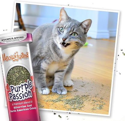 Meowijuana Purrple Passion Cat Nip - Premium Organic Blend of Catnip for Cats &amp; Silvervine, Stimulates Playful Behavior, 26g, Natural Wellness Gift for Cat Lovers