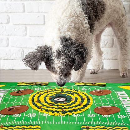 NFL Green Bay Packers Dog Snuffle Mat – Interactive Pet Slow Feeder, Football Field Design Food Puzzle Toy for Dogs &amp; Cats, Foraging Activity Mat for Smarter Feeding