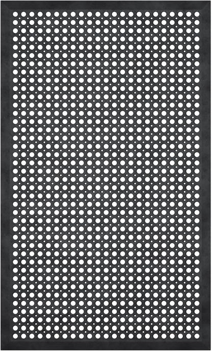 Ottomanson Heavy Duty Rubber Floor Mat – Non-Slip, Waterproof, Easy to Clean – Anti-Fatigue Mat for Commercial Kitchens, Restaurants, Workshops – Oil Resistant, Hose Washable – 36" x 60", Black