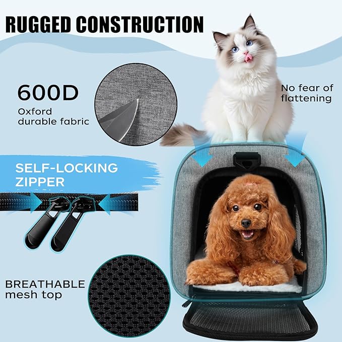 Carriers Soft-Sided Pet Carrier Case for Small Medium Cats Dogs Puppy Under 15 lbs,Airline Approved Cat Carrier with 4 Ventilated Windows (Medium,Grey&amp;Black)