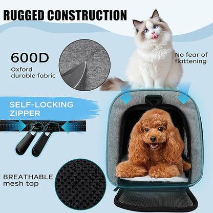 Carriers Soft-Sided Pet Carrier Case for Small Medium Cats Dogs Puppy Under 15 lbs,Airline Approved Cat Carrier with 4 Ventilated Windows (Medium,Grey&amp;Black)