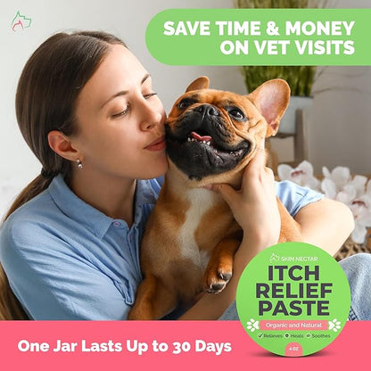 Skin Nectar - Natural Itch Relief for Dogs &amp; Cats - Soothing Pet Skin Repair Balm - - Heals Hot Spots, Dry Skin, Paw Pads - Veterinarian Formulated with Natural and Organic Ingredients