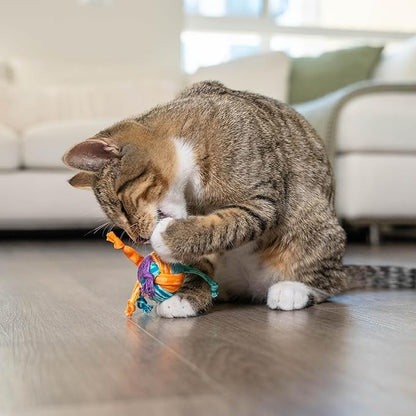 Catstages Catnip Tons of Tails – Interactive Catnip Dental Chew Toy for Cats with Rope, Ribbon &amp; Cotton for Batting, Chasing &amp; Chewing