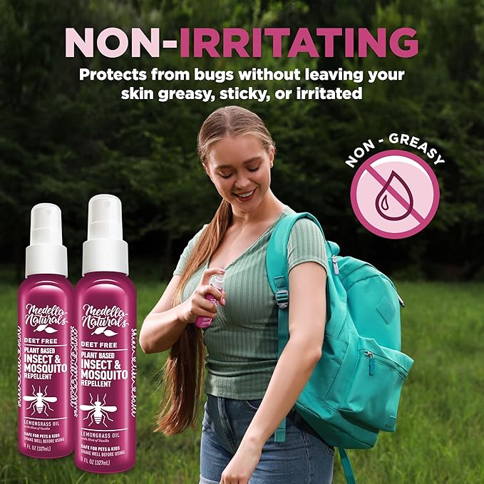 Shine Like Sable Deet-Free Insect &amp; Mosquito Repellent 2 Pack 8oz – Kid &amp; Pet-Safe, Pleasant Insect Repellent w/Lemongrass Oil - Insect Repellent Against Mosquitoes, Gnats, Black Flies, &amp; No-See-ums