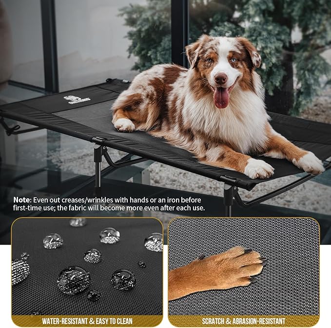 ONETIGRIS Elevated Dog Bed for Large Dogs, Outdoor Dogs Cod Large Raised Dog Bed with Chew Proof Mesh, No-Slip Portable Bed for Indoor &amp; Outdoor Portable