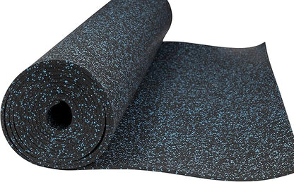 Playsafer Genaflex Rubber Gym Floor Mat, Heavy Duty Commercial Protective Gym Flooring Roll - 8mm Thick (10% Blue, 4&