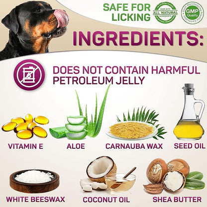 Dog Paw Balm for Dry Cracked Paws – Lick-Safe Moisturizer and Organic Paw Wax with Aloe &amp; Vitamin E – Hot Pavement and Winter Snow Protection – Nose Safe – for All Breeds
