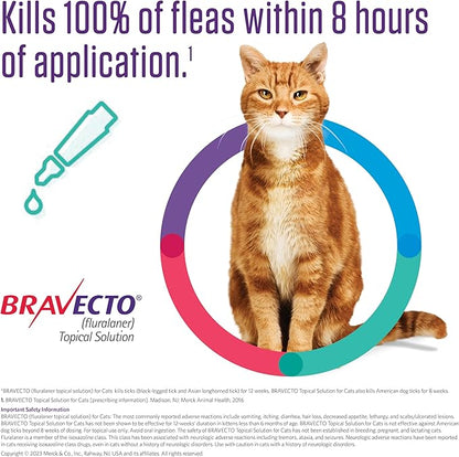 BRAVECTO Topical Solution for Cats, Flea &amp; Tick, 12 Week Supply, >6.2-13.8 lbs., Blue Box