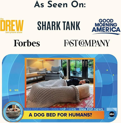 Plufl, The Original Human Dog Bed for Adults, Kids, and Pets. As Seen on Shark Tank. Comfy Plush Large Bean Bag with Memory Foam, Machine Washable, and Durable. Perfect nap and Floor Bed - Arctic Grey