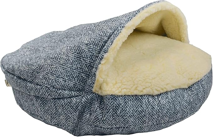 Snoozer Luxury Cozy Cave Dog Bed - Indoor Dog Bed with Cover Cave, Covered Calming Burrow for Small &amp; Medium Sized Pets with Blanket Attached, Enclosed, Washable - Large, Palmer Indigo