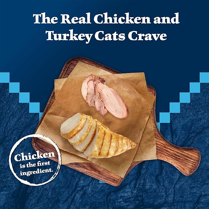 Blue Buffalo Wilderness Wild Delights Meaty Morsels Wet Cat Food, High-Protein &amp; Grain-Free, Made with Natural Ingredients, Chicken &amp; Turkey Recipe in Tasty Gravy, 3-oz. Cans (24 Count)