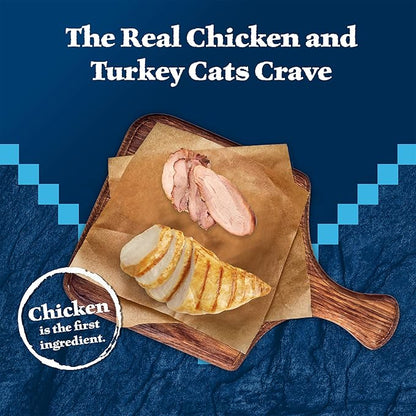 Blue Buffalo Wilderness Wild Delights Meaty Morsels Wet Cat Food, High-Protein &amp; Grain-Free, Made with Natural Ingredients, Chicken &amp; Turkey Recipe in Tasty Gravy, 3-oz. Cans (24 Count)