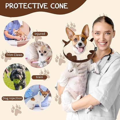 Adjustable Cat Collar Soft to Stop Licking After Surgery for Kitten, Alternative to Cone of Shame, Donut Cone for Cats, Pet Elizabethan Collar (Cow, Medium)