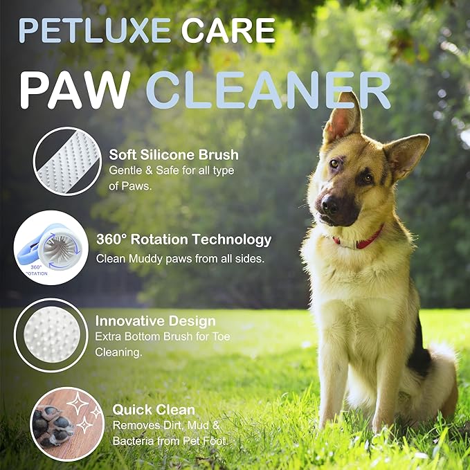 Dog Paw Cleaner for Small &amp; Medium Dogs – Portable Paw Washer Cup with Soft Silicone Brush, Towel &amp; Moisturizing Balm – Gently Cleans Muddy Paws After Walks (Blue, Medium)