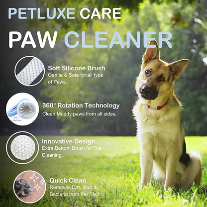 Dog Paw Cleaner for Small &amp; Medium Dogs – Portable Paw Washer Cup with Soft Silicone Brush, Towel &amp; Moisturizing Balm – Gently Cleans Muddy Paws After Walks (Blue, Medium)