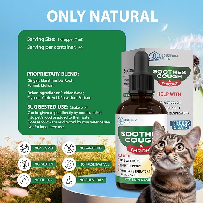 Kennel Cough Drops for Dogs &amp; Cats Cough Relief Dry and Wet Pet Cough Allergy Relief - for Dogs of All Breeds &amp; Sizes