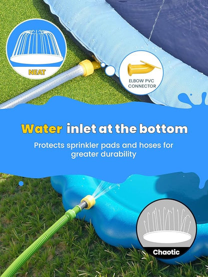 VISTOP Non-Slip Splash Pad for Kids and Dog, Thicken Sprinkler Pool Summer Outdoor Water Toys - Fun Backyard Fountain Play Mat for Baby Girls Boys Children or Pet Dog (117 Inch, Red&amp;Yellow&amp;Green&amp;Blue)