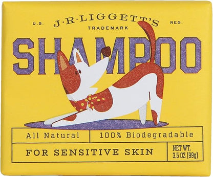 JR Liggett’s Natural Dog Shampoo Bar for Sensitive Skin - 100% Detergent Free, Non-GMO &amp; Biodegradable - Tear-Free, Hypoallergenic Formula Soothes Dry Itchy Skin - Safe for Puppies - 3.5 oz Bar