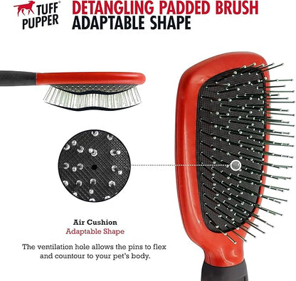 Tuff Pupper Stainless Steel Pin Brush for Long or Short Hair Pets - Detangling &amp; Dematting Undercoat Brush for Dogs, Cats, and All Pets