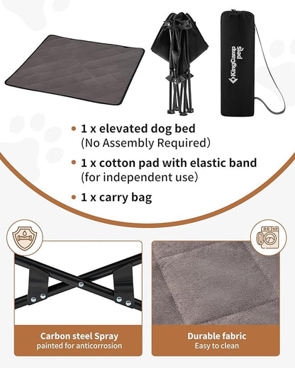 KingCamp Elevated Dog Bed for Medium Dogs, Outdoor Raised Cooling Pet Cot Bed with Washable Breathable Mesh &amp; No-Slip Feet Perfect for Camping, Backyard, Indoor Use (Medium, Black)