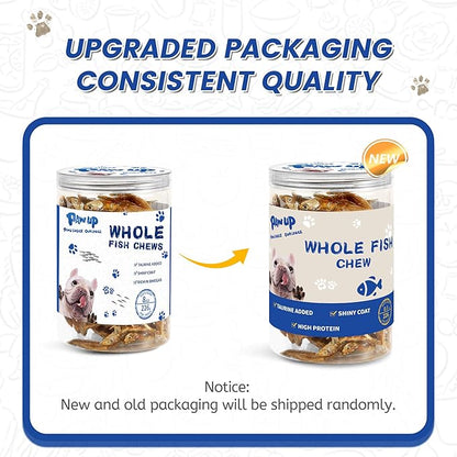 Whole Fish Treats for Dogs Cats, Air Dried -100% Wild-Caught Fish Treat, Only Two Ingredient, High in Protein and Omega-3, 8oz