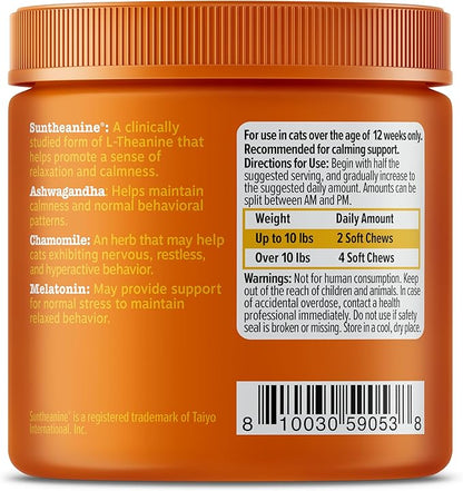 Zesty Paws Calming Chews for Cats - Composure &amp; Relaxation for Everyday Stress &amp; Separation - with Ashwagandha, Organic Chamomile, L-Theanine &amp; L-Tryptophan – Bacon - 60 Count - Cat