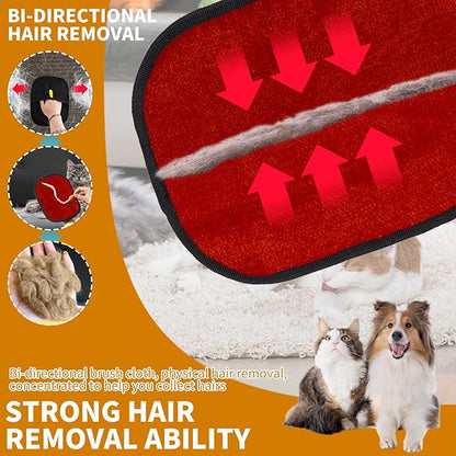 2PCS Electrostatic Pet Grooming Gloves, Reusable Hair Remover for Dog Cat Fur on Clothes Furniture Car Seat/Red