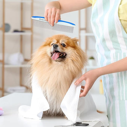 Dog Grooming Comb for Matting – Metal Dematting Comb with Stainless Steel Teeth &amp; Non-Slip Handle (Style 1)