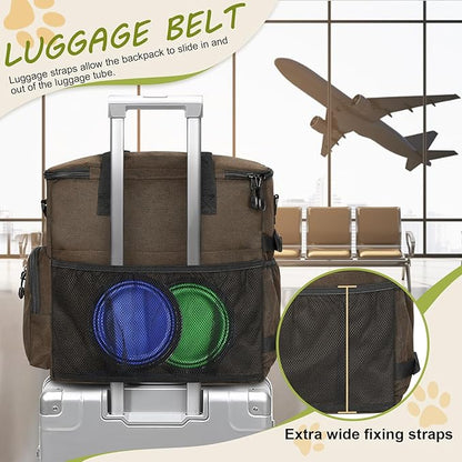 Dog Travel Bag Airline Approved–Pet Travel Tote with Collapsible Bowls,Food Containers &amp; Feeding Mat–Multi-Pocket Organizer for Dogs &amp; Cats, Durable &amp; Water-Resistant for Hiking,Trips,Outdoors