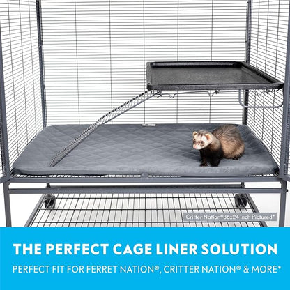 Paw Inspired Fitted Fleece Liner for Ferret Nation, Critter Nation Cage for Ferrets, Rats, Chinchillas, Hedgehogs &amp; Other Small Animals (Gray, Bottom Pan Liner)