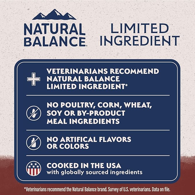 Natural Balance Limited Ingredient Adult Dry Dog Food with Healthy Grains, Beef &amp; Brown Rice Recipe, 4 Pound (Pack of 1)