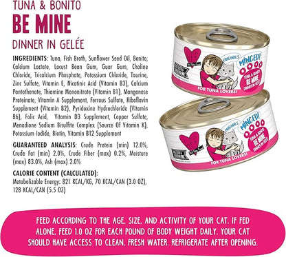 Weruva BFF Minced Natural Wet Cat Food, Tuna and Bonito Be Mine in Gelee, 5.5oz Can, Pack of 24