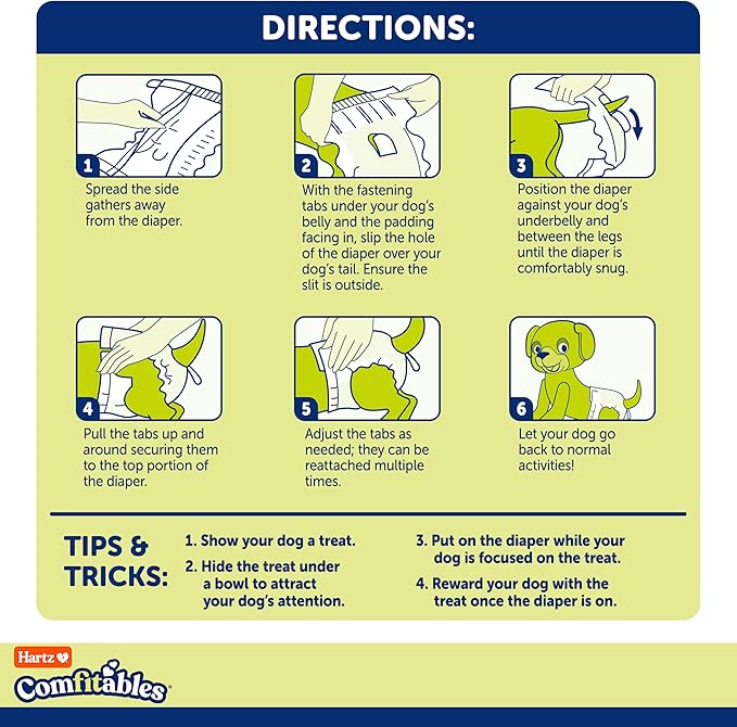New! Hartz® Comfitables® Disposable Dog Diapers, Size Small 12 Count, Comfortable &amp; Secure Fit, Easy to Put On, Super Absorbent Male and Female Diaper