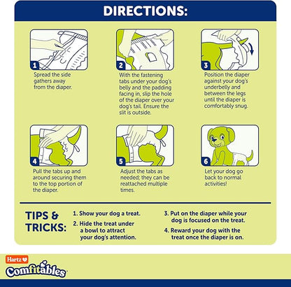 New! Hartz® Comfitables® Disposable Dog Diapers, Size XXS 42 count, Comfortable &amp; Secure Fit, Easy to Put On, Super Absorbent Male and Female Diaper