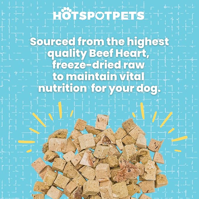 hotspot pets Freeze Dried Beef Heart Treats for Cats &amp; Dogs - 1LB Resealable Big Bag, Made in USA, Single Ingredient All Natural Grain-Free Immune support Treats -Perfect for Training, Topper or Snack